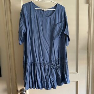 Umgee Blue Ruffle Tunic Top